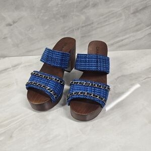 Chanel Blue Tweed Women's Sandals